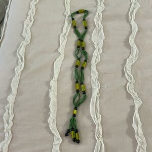 Vintage70 1970s beaded, Hippie decor, Retro decor, Boho yellow hanging necklace